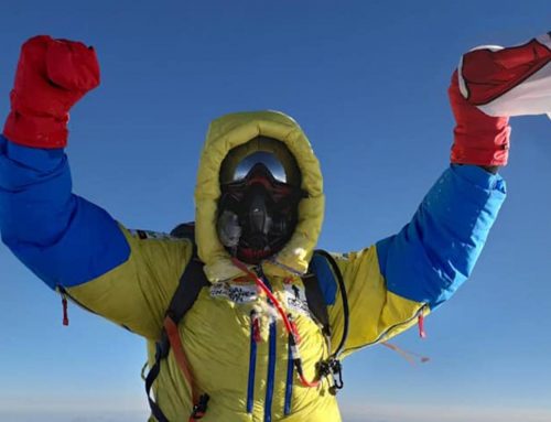 Brendan summits the highest mountain in the World in 65 Degrees North challenge